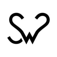 horn antler SW icon logo design vector isolated on white background.