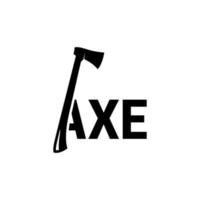 text AXE with letterA shape ax logo design vector. vector