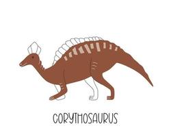 A cute minimalist dinosaur from the Jurassic period. Vector illustration of isolated animal for print or greeting card