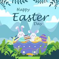 vector Happy easter illustration with funny bunny