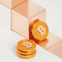 Bitcoin crypto currency gold coins, e-commerce investment concept, 3d render photo