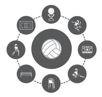 iconos de voleibol en fondo blanco vector