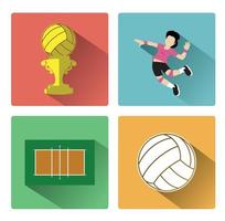 conjunto de iconos de voleibol vector