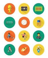 Illustration of flat volleyball icons set with long shadow effect vector