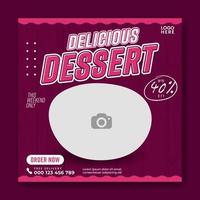 drink or dessert banner social media template vector