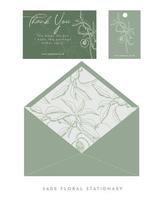 Floral plant minimalism simple wedding invitation vector