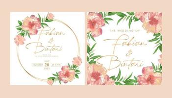 Floral plant minimalism simple wedding invitation vector