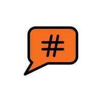 Bubble speech and hash tag icon vector logo design template