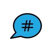 Bubble speech and hash tag icon vector logo design template