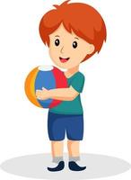 niño pequeño que lleva una ilustración de diseño de personaje de bola vector