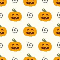 Pattern of pumpkin and curl on light background. Vector image for use in web design or textiles