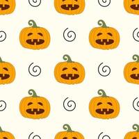 Pattern of pumpkin and curl on light background. Vector image for use in web design or textiles