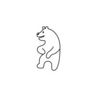 Happy dancing bear logo icon monoline illustration outline line style vector