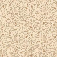 kitchen utensils kitchenware outline icon seamless pattern background vector