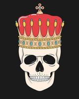 King skull with crown isolated on black background vector