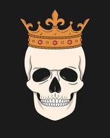 Skull wearing crown. Vector illustration for t-shirt and other uses