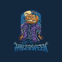 ilustración vectorial de halloween, estilo de línea dibujada a mano con color digital vector