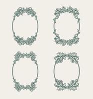 Set of vintage oval ornamental frame, isolated on white background vector