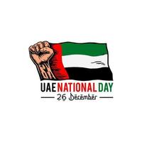 United Arab Emirates National Day, spirit of freedom symbol, hand drawn line style with digital color, vector illustration