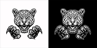 Jaguars and claws black and white version vector