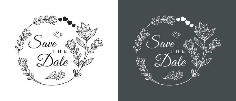 abstract text save the date template vector