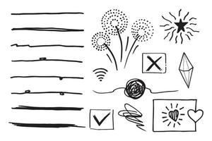 Doodle element vector set, for concept design. underline, love, Starburst, tangled and etc