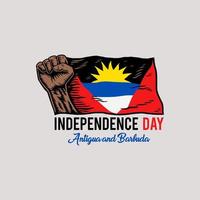 día de la independencia antigua y barbuda, símbolo del espíritu de libertad, estilo de línea dibujado a mano con color digital, ilustración vectorial vector