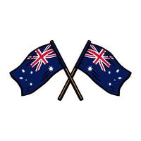 Crossed flag poles australia vector