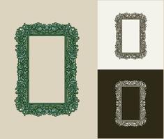 Vintage Rectangular Frame Ornament, hand drawn line style with digital color, vector illustration