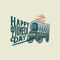 Vector illustration of Happy Pioneers Day, hand drawn line style with digital color