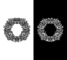 Vintage Baroque Frame Scroll Ornament, isolated on white and black background vector