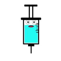 cheerful cartoon syringe icon vector illustration