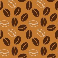 patrón sin costuras con granos de café sobre un fondo marrón. vector