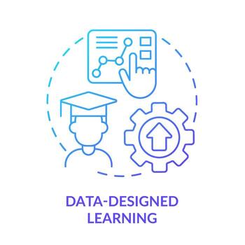 Data-designed learning blue gradient concept icon. Trend in skill development abstract idea thin line illustration. Content engagement. Isolated outline drawing. vector