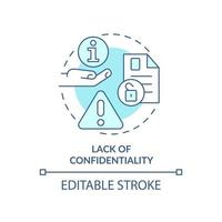 Lack of confidentiality turquoise concept icon. Cooperative society disadvantage abstract idea thin line illustration. Isolated outline drawing. Editable stroke. vector