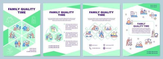 Family quality time brochure template. Family relationship. Leaflet design with linear icons. 4 vector layouts for presentation, annual reports.