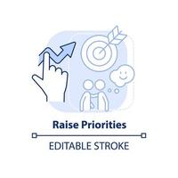 Raise priorities light blue concept icon. Communication part abstract idea thin line illustration. Increase productivity. Isolated outline drawing. Editable stroke. vector