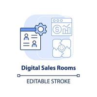 Digital sales rooms light blue concept icon. Selling tool abstract idea thin line illustration. Virtual channels. Isolated outline drawing. Editable stroke. vector