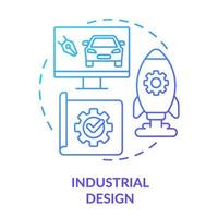 Industrial design blue gradient concept icon. Competitive job candidate skill abstract idea thin line illustration. Products creation. Isolated outline drawing. vector