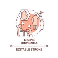 Missing boundaries red concept icon. Feature of dysfunctional families abstract idea thin line illustration. Isolated outline drawing. Editable stroke. vector