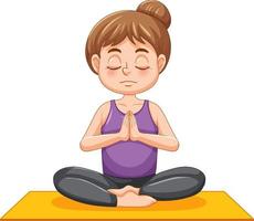 A girl doing yoga cartoon character vector