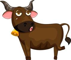 Brown cow cartoon character vector