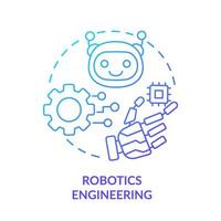 Robotics engineering blue gradient concept icon. Trendy tech skill abstract idea thin line illustration. Computer science. Robotic equipment. Isolated outline drawing. vector