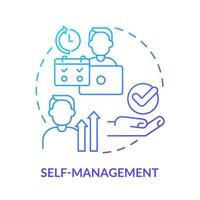 Self-management blue gradient concept icon. Soft skill for career success abstract idea thin line illustration. Develop self-control. Isolated outline drawing. vector