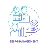 Self-management blue gradient concept icon. Soft skill for career success abstract idea thin line illustration. Develop self-control. Isolated outline drawing. vector