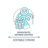 Democratic member control turquoise concept icon. Cooperative principle abstract idea thin line illustration. Isolated outline drawing. Editable stroke. vector