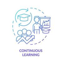 Continuous learning blue gradient concept icon. Trendy skill to put in resume abstract idea thin line illustration. Lifelong education. Isolated outline drawing. vector