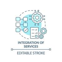 Integration of services turquoise concept icon. Complex system. Maas component abstract idea thin line illustration. Isolated outline drawing. Editable stroke. vector