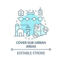 Cover suburban areas turquoise concept icon. Building mobility service abstract idea thin line illustration. Isolated outline drawing. Editable stroke. vector