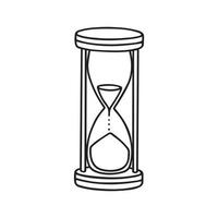 Hand drawn vintage hourglass. Doodle sketch style.  Vector illustration isolated on white background.